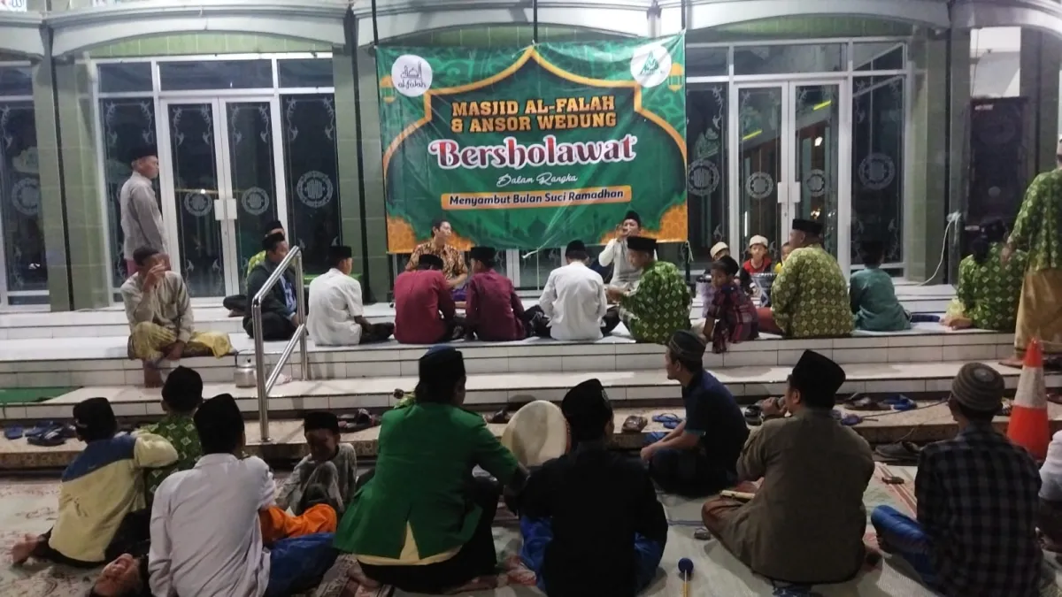 Sambut Ramadhan, Ansor Ranting dan Takmir Masjid Wedung Gelar Sholawat Bareng
