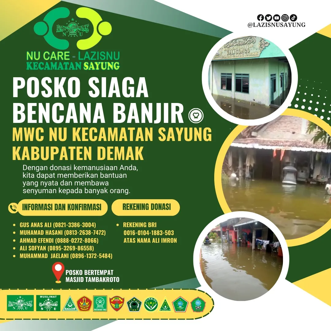13 Desa di Sayung Terdampak Banjir, MWCNU Dirikan Posko Banjir